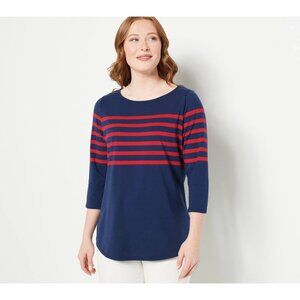 Belle by Kim Gravel TripleLuxe Knit Come Away Sailor Top Twilight Small A673180